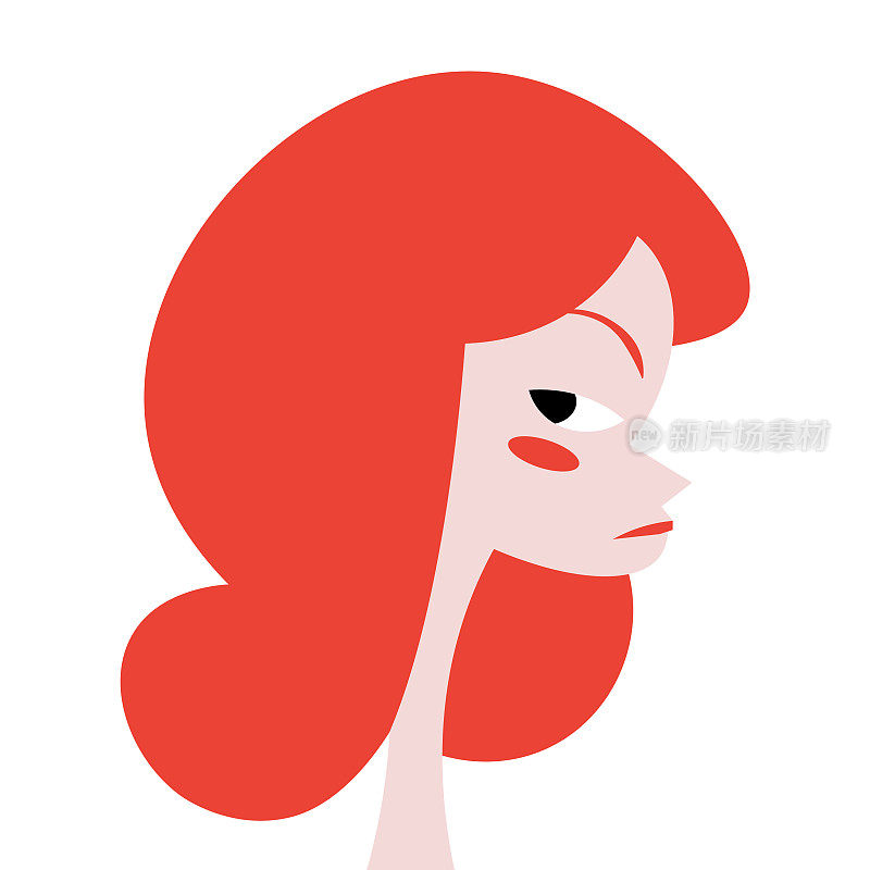 Woman red hair profile picture illustration